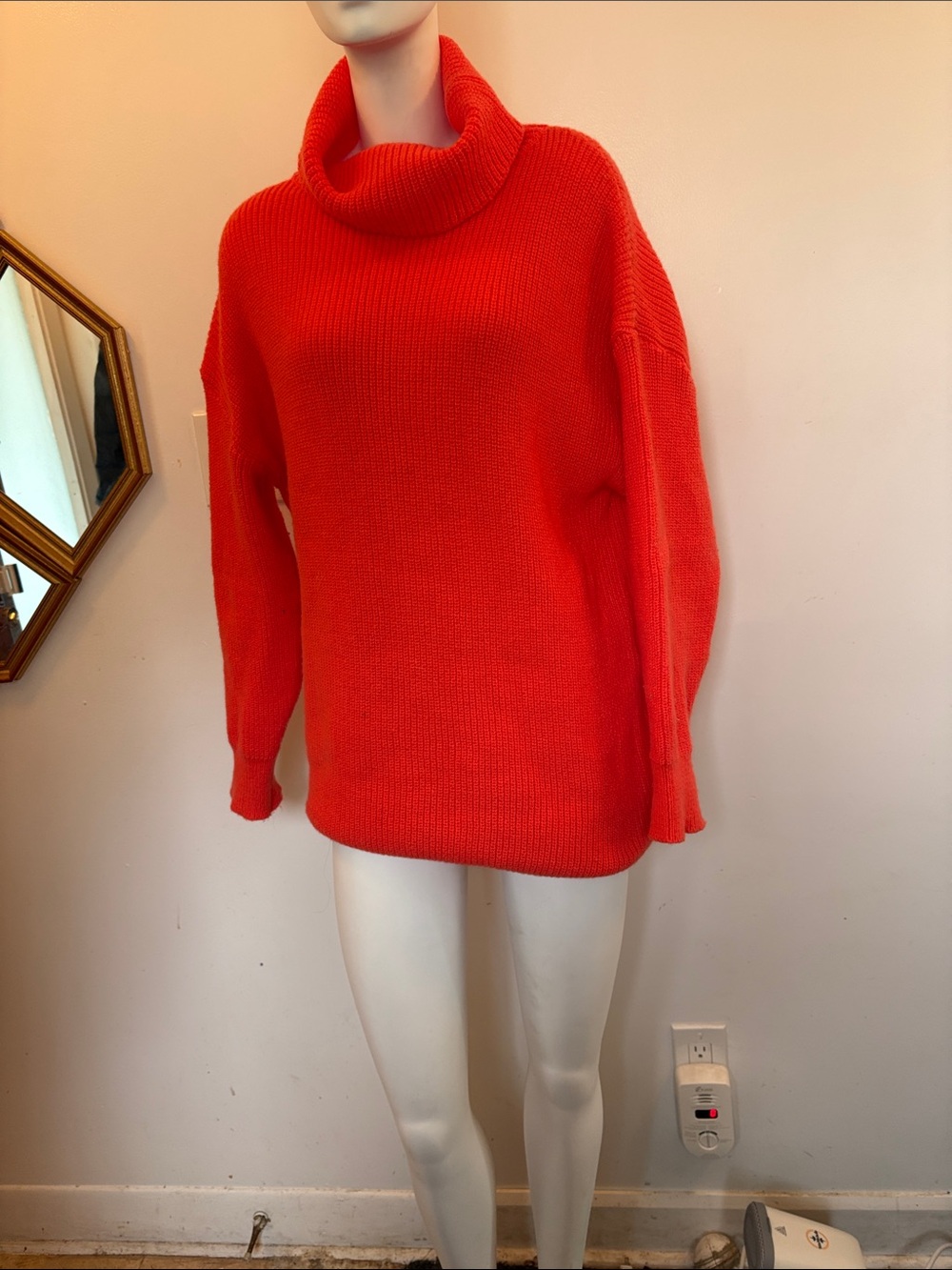 Cozy Women's Orange Turtleneck Sweater - Picture 2 of 4